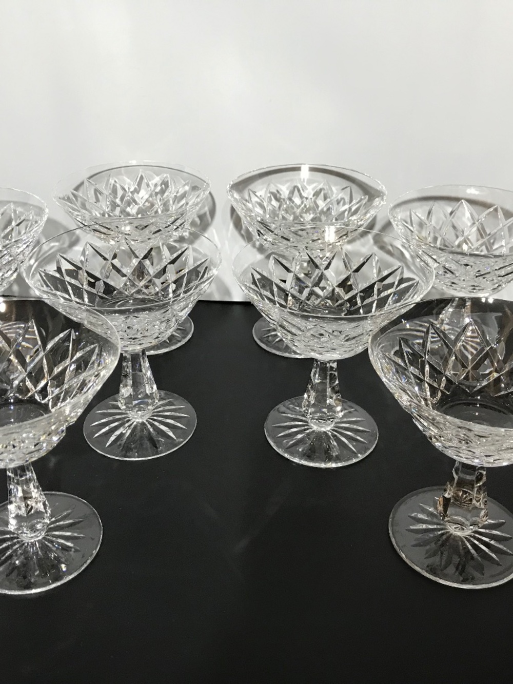 Set of 8 VTG WATERFORD Crystal KINSALE Champagne/Tall Sherbet Glasses 4.75”